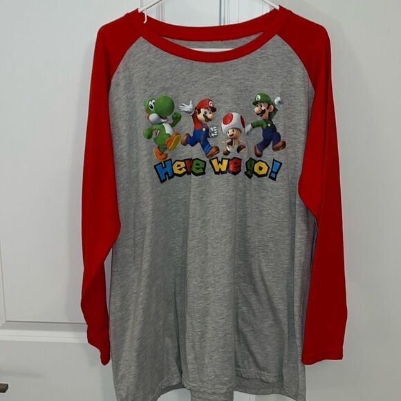 New Super Mario Luigi Brothers Here We Go Raglan LS baseball soft blend T-Shirt - Picture 1 of 4